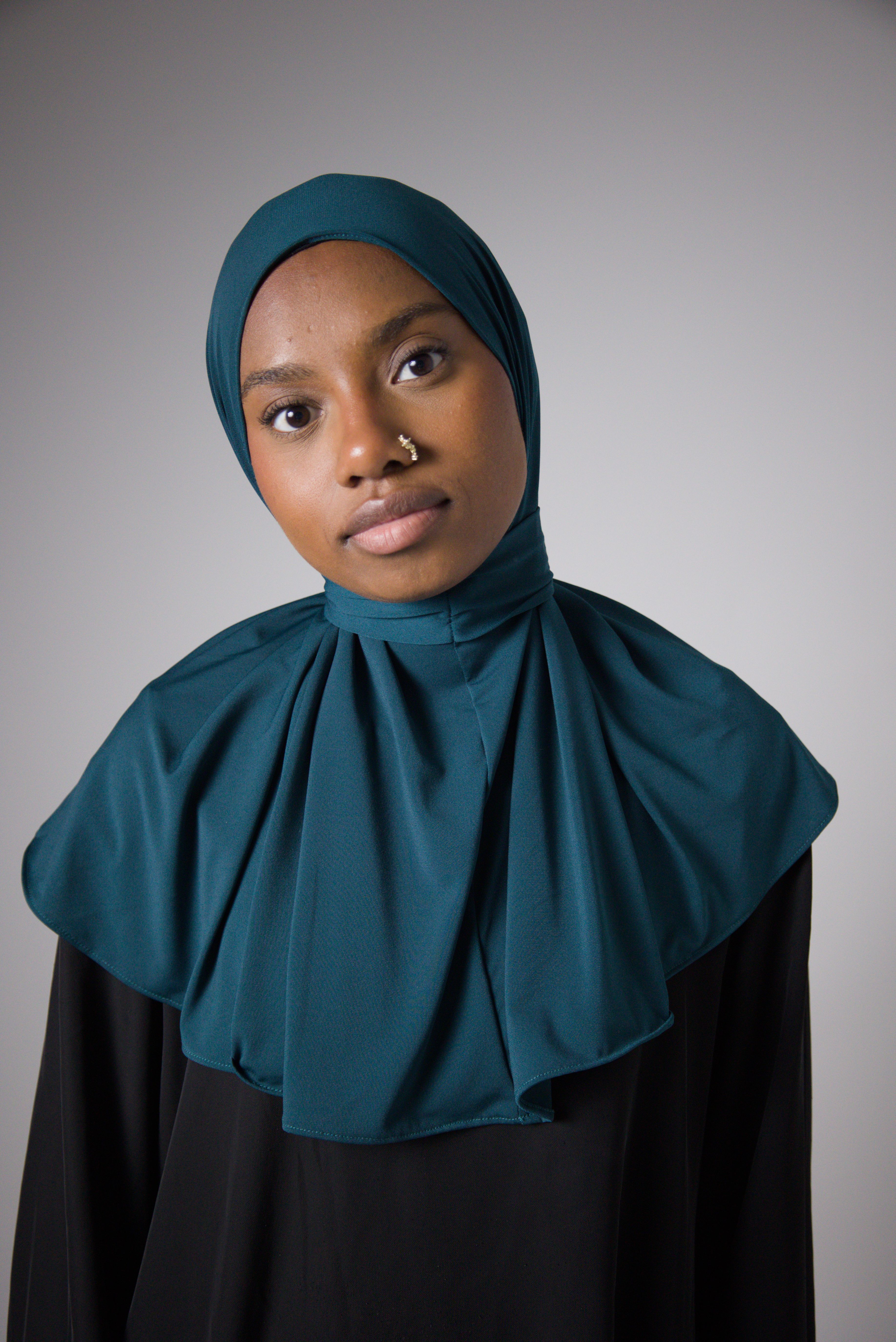 HIJAB CAGOULE | JERSEY PREMIUM | Bleu Canard
